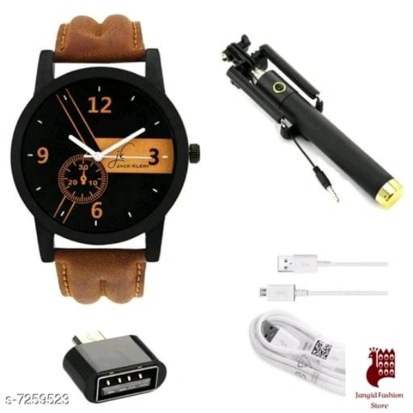Combo of Men's Analog Watches with Mobile Accessories - COMBO, FREE, FREE SIZE
